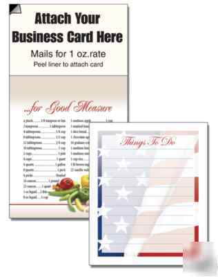 100 magnetic business card note pads, grocery lists etc