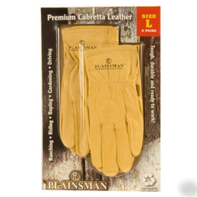 New 2PR plainsman cabretta leather gloves- large nip 