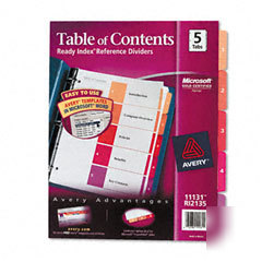 Avery 11131 table of contents dividers 5-tabs