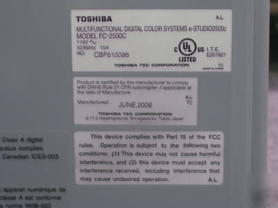 Toshiba e-studio 2500C color copier-scanner-printer-fax