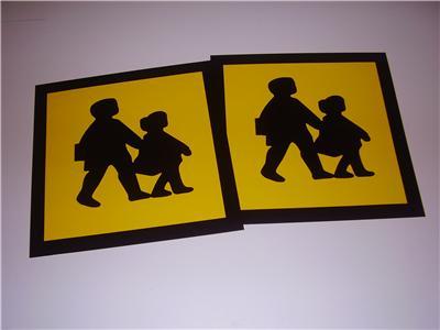 3 x school bus warning stickers sign/25CM sq/signshopuk