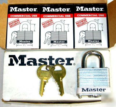 New (6) master lock no.3 padlocks white commercial #3