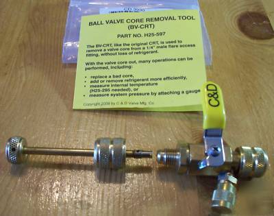 New schrader core removal tool with ball valve CD3930
