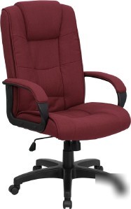Burgundy fabric high back executive computer chair