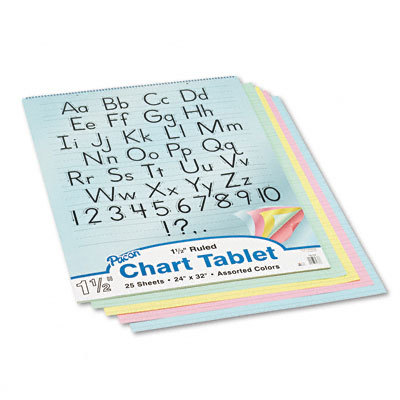 Colored chart tablet ruled yw/pink/be/gn 25 shts/pad