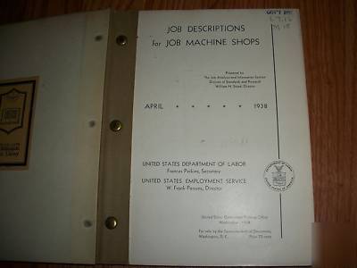 Scarce â€˜job descriptions for job machine shopsâ€™ book