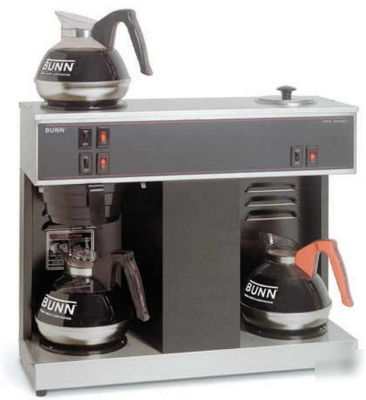 New bunn 3 warmer commercial coffee maker + decanters