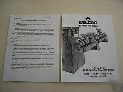 2 leblond regal lathe instruction/parts & repair manual