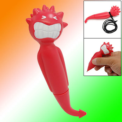 Red plastic funny devil shape intreseting ballpoint pen