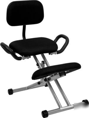 Black fabric ergonomic kneeling office posture chair