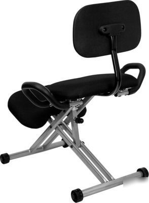 Black fabric ergonomic kneeling office posture chair