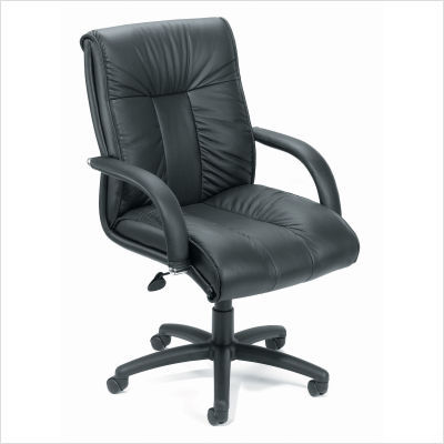 Mid-back contemporary office chair leather arm spring