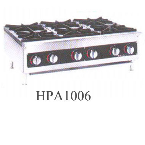 Vollrath HPA1006 hotplate, gas, 6 burners (26,000 btu e