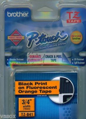 New brother TZB41 black on orange p-touch tape tz-B41 