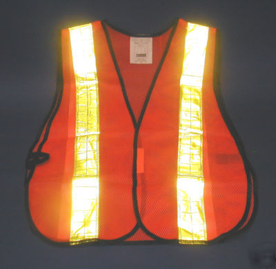 Safety vest fluorescent orange dot approved constructio