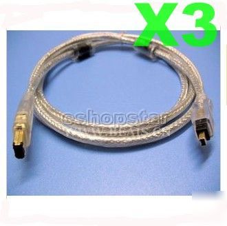 3 x 10 ft 4P to 6P firewire ieee 1394 gold plated cable