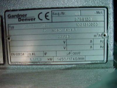 Gardner denver vacuum pump, med. range, 1 1/2 hp, 5KY78