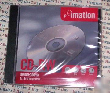 30 imation cd-rw discs 12381,jewel cases,4X,700 mb- 