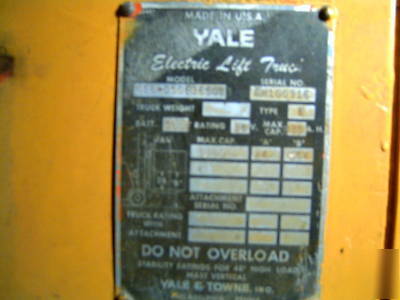 Yale 5000LB electric forklift.
