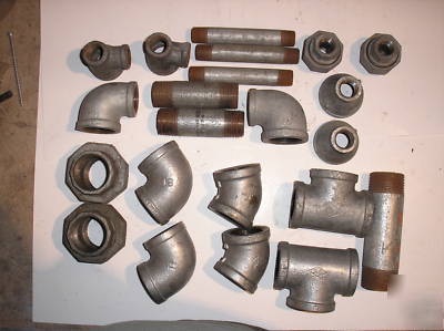 Asst galv pipe fittings fittings,1-1/4,1/2,well water