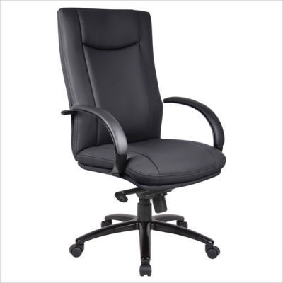 High back exec chair knee-tilt base fabric chrome black