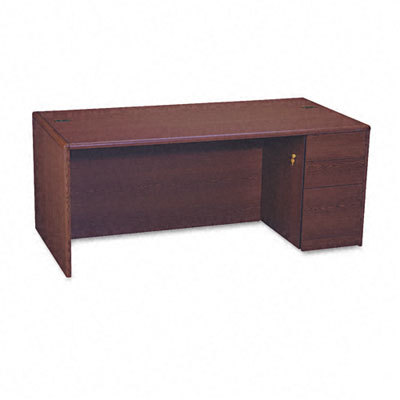 10700 series desk, full-height right pedestal mahogany