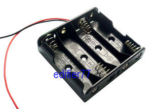 4PCS, 4 x aa 4AA 6V battery PP3 holder case box w leads