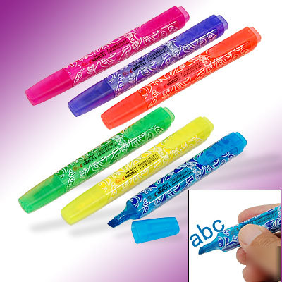 6 pcs assorted highlighter marker pen with chisel tip