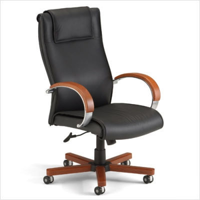 Apex executive leather chair mid-back accent mahogany