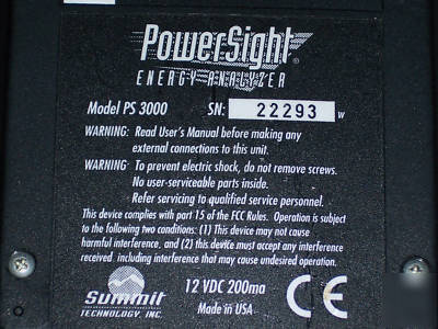 PS3000 powersight meter volt current power factor 