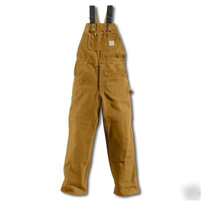 New carhartt duck bib overalls brown R01 brn 52X30