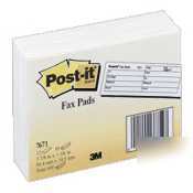 3M post-it printed fax notes white 1-1/2IN x 4IN |1