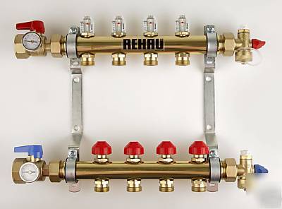 Brass manifold for radiant heat pex - 3 circuit