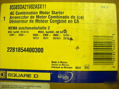 New square-d combination starter 8538-SDA21V02ASX11