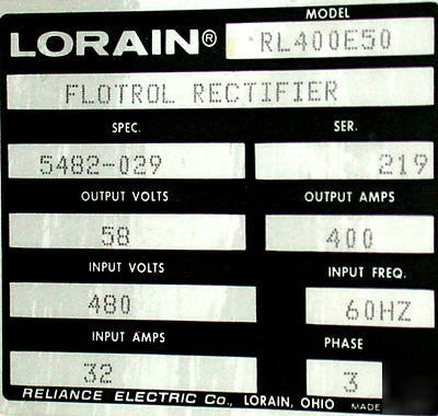 Very nice lorain flotrol rectifier model #RL400E50