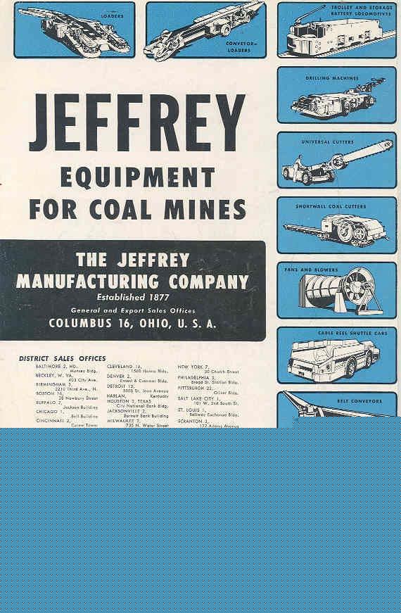 1954 ? jeffrey coal mine grilling truck brochure 