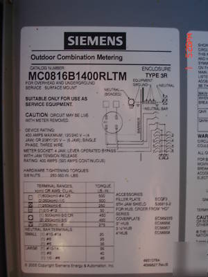 New meter/load combo electric box siemens 120/240 v ac 