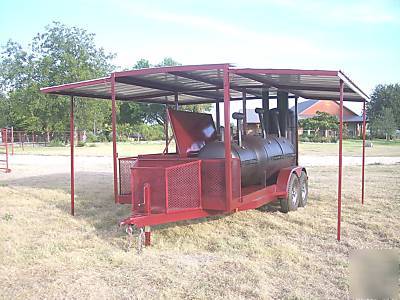 Custom bbq pit charcoal grill concession style trailer