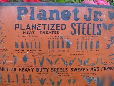 Rare planet jr display metal sign steel sweep furrower 