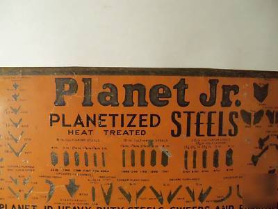 Rare planet jr display metal sign steel sweep furrower 