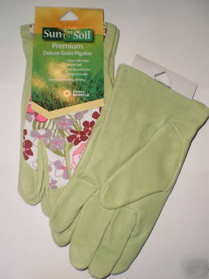 New womens pigskin work gardening horse gloves size m 