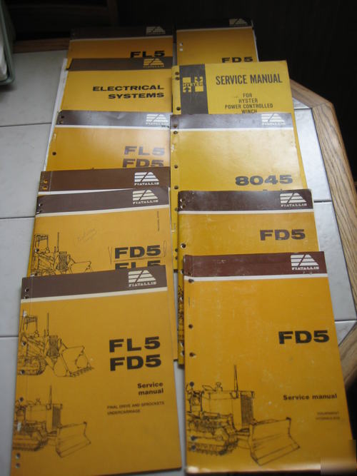 Set of 11 fiat allis FD5 FL5 manuals