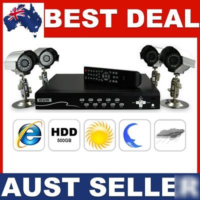 Video security kit recorder 4 cameras 72M cable h-drive
