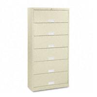 Hon 600 series 6-shelf file with receding doors, let...