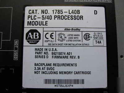 Ab plc-5/40B system w/ethernet & io mod. excellent 