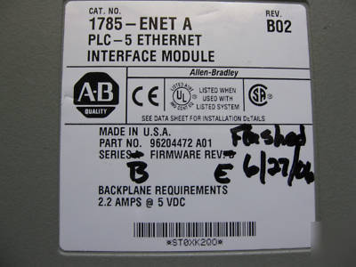 Ab plc-5/40B system w/ethernet & io mod. excellent 