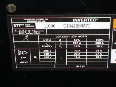 Lincoln electric invertec stt ii mig, tig, stick welder