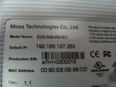 Moxa eds-508-mm-sc managed ethernet switch