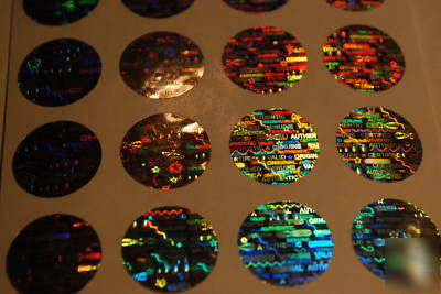 100 round .65 inch tamper evident hologram labels