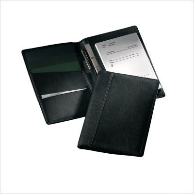 Prescription pad holder black leather: florentine napa